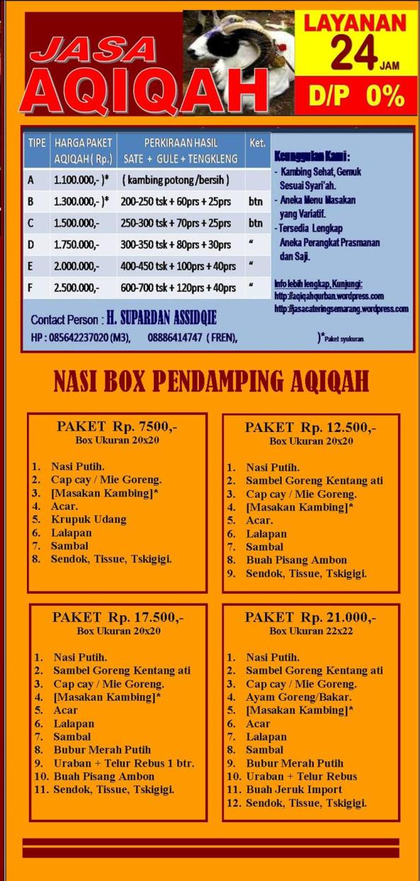 Brosur Aqiqah terbaru, Aqiqah Anak Laki, Aqiqah Anak Perempuan, Kambing Aqiqah Semarang, H. Supardan Assidqie, HP.: 0888 641 4747, 085 64 223 7020 (m3)